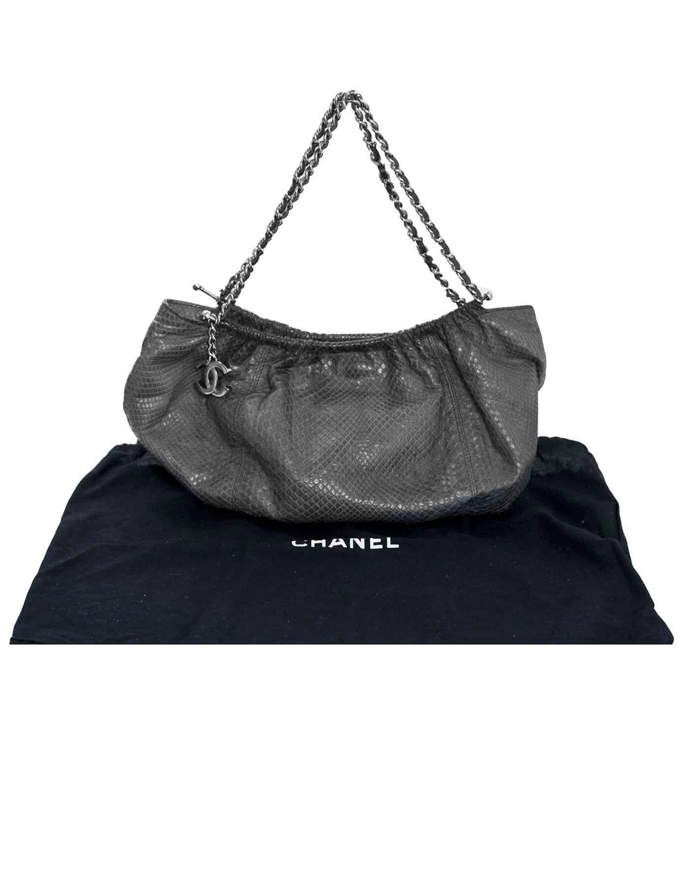 Chanel Grey Python Small Shoulder Bag with CC 4