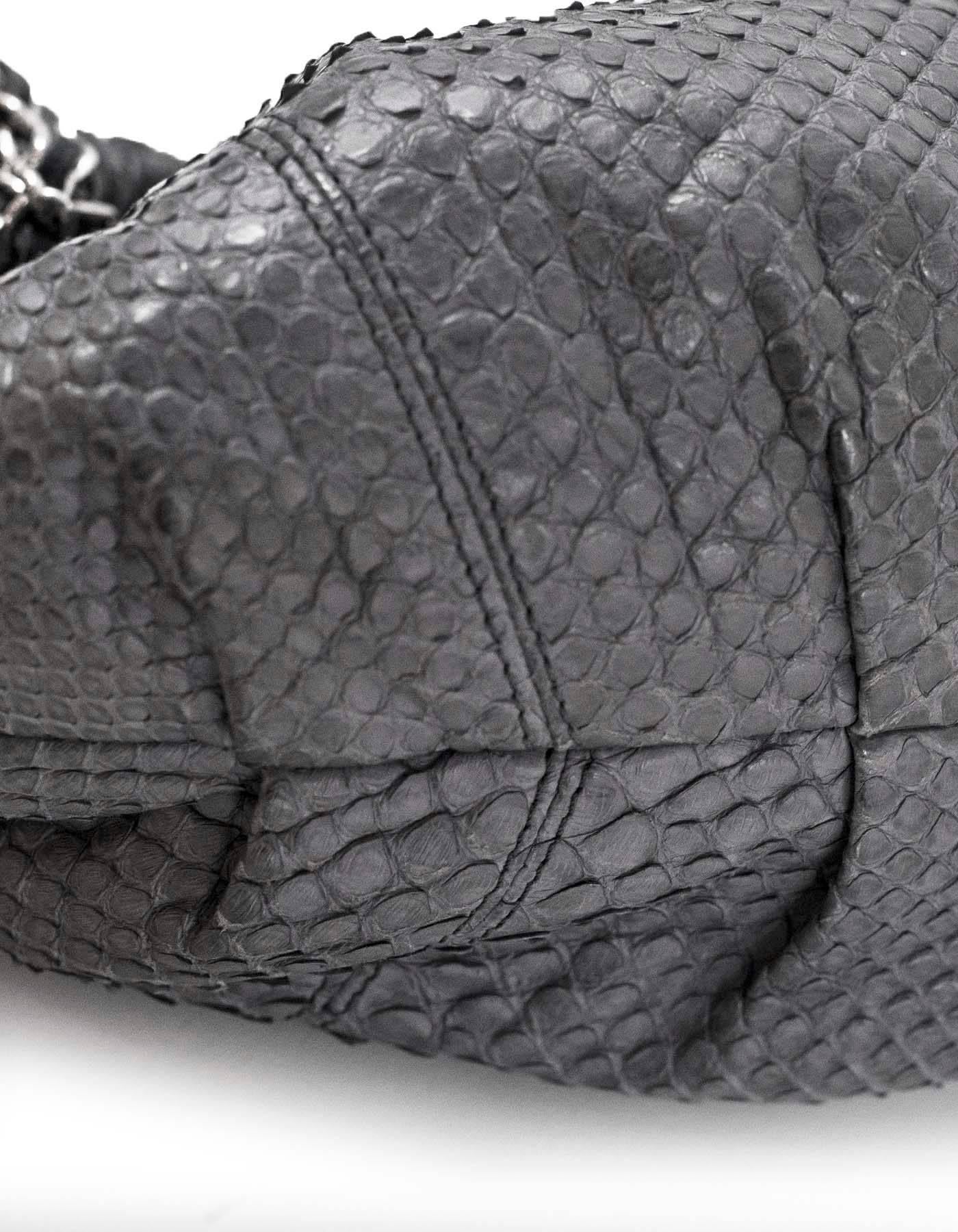 Chanel Grey Python Small Shoulder Bag with CC In Excellent Condition In New York, NY