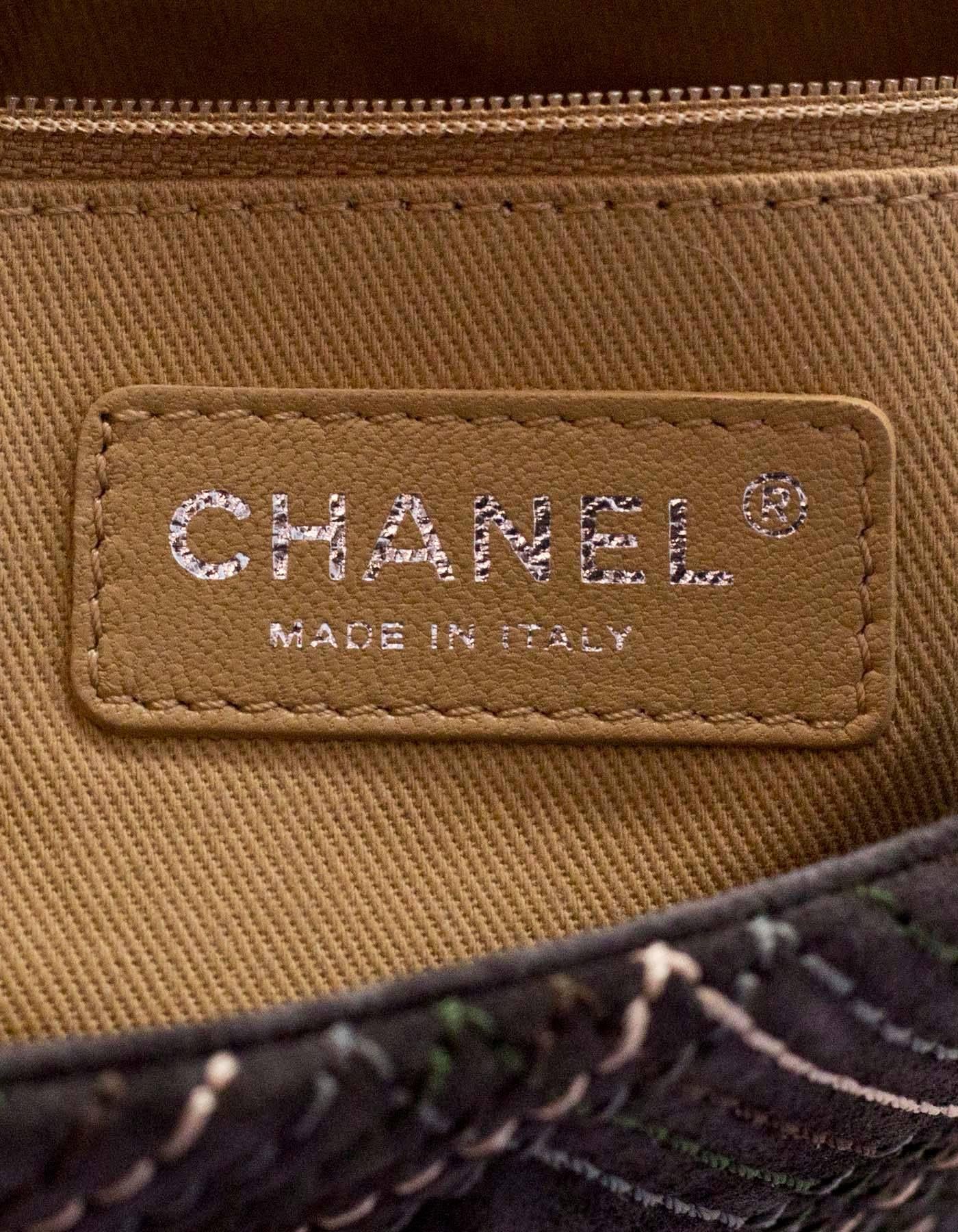 Chanel '13 Grey Suede Paris/Edinburg Saltire Stitch Flap Bag with Auth Card, Box 2