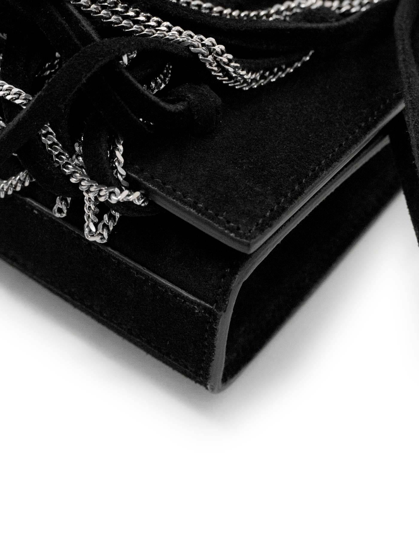 Saint Laurent Black Suede Embellished Fringe Small Monogram Kate Crossbody Bag 1