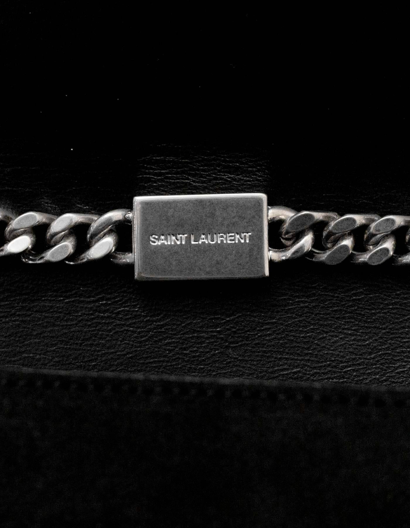Saint Laurent Black Suede Embellished Fringe Small Monogram Kate Crossbody Bag 5