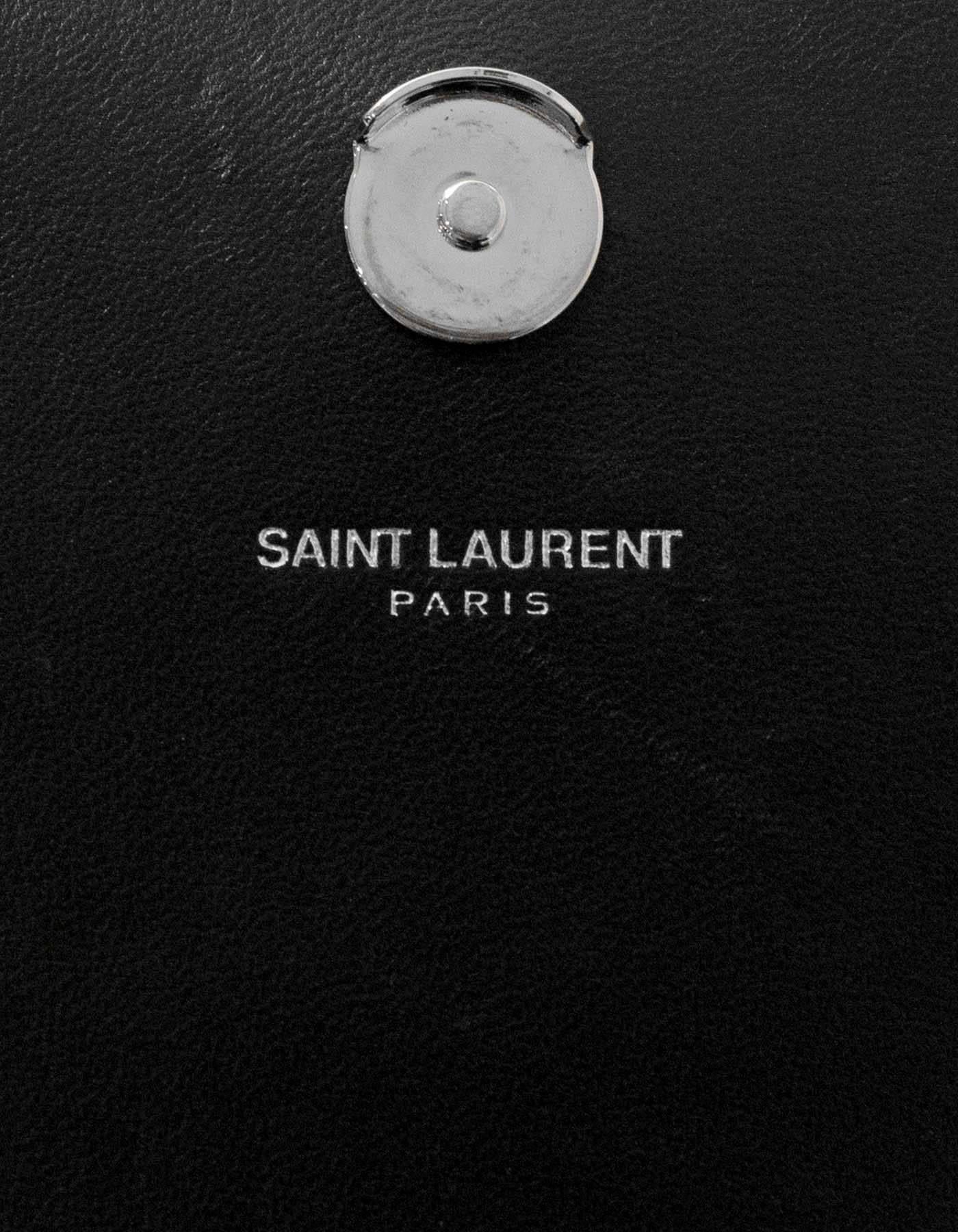 Saint Laurent Black Suede Embellished Fringe Small Monogram Kate Crossbody Bag 4