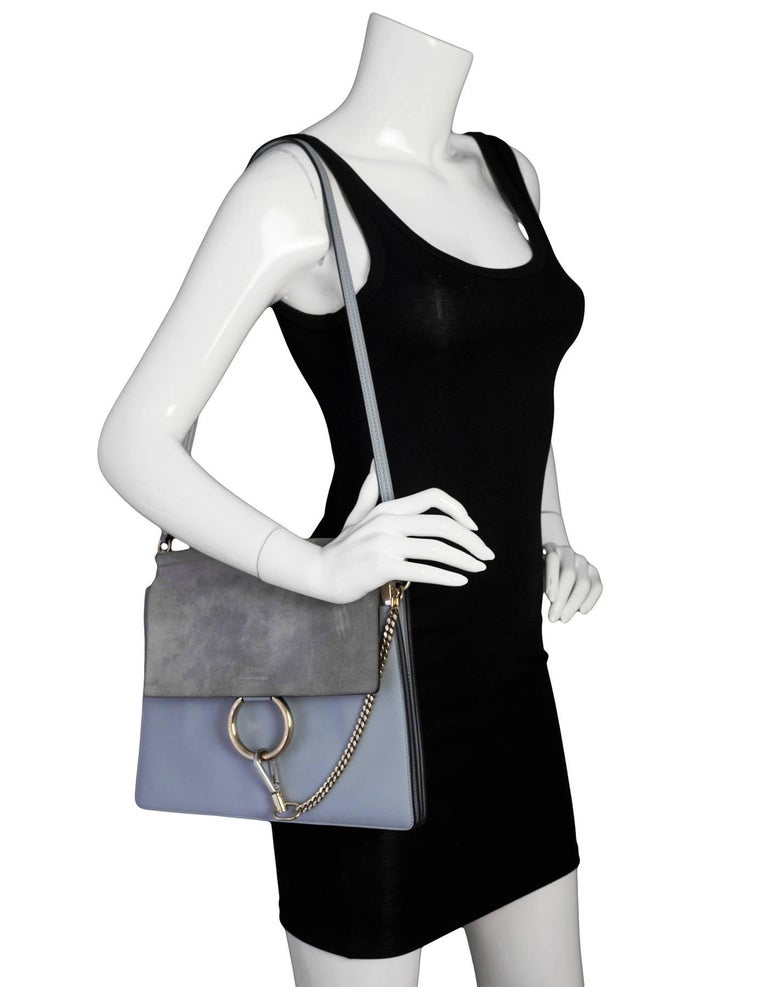 Chloe Blue Leather and Suede Medium Faye Shoulder Bag For Sale at ...