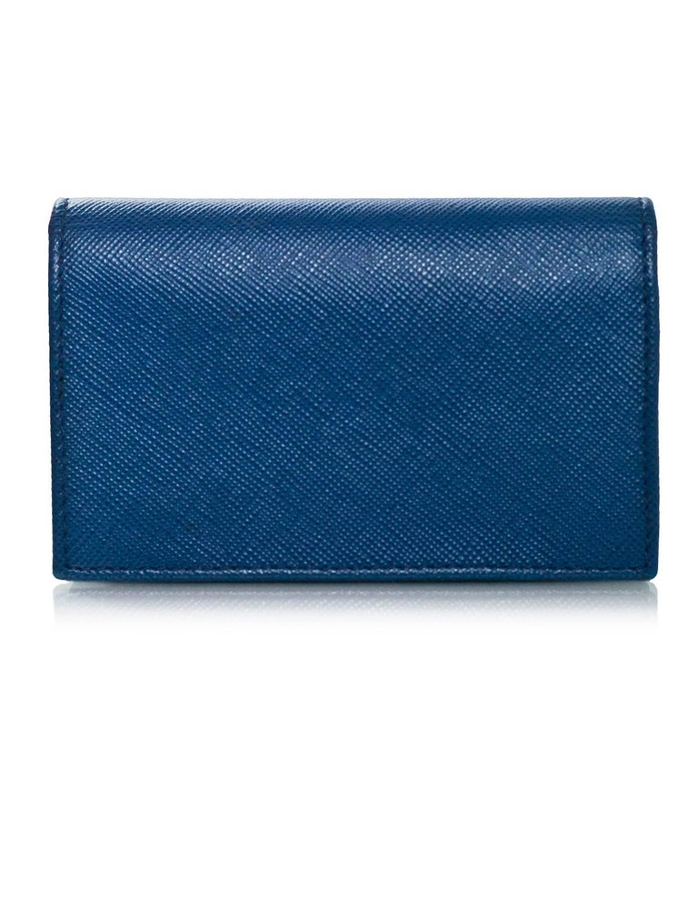 Prada Blue Saffiano Leather Card Holder For Sale at 1stDibs | prada ...