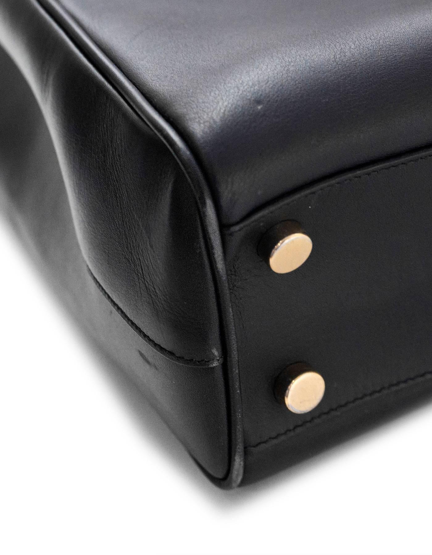 Black Saint Laurent Navy Smooth Leather Monogram Cassandre Shopper Tote Bag