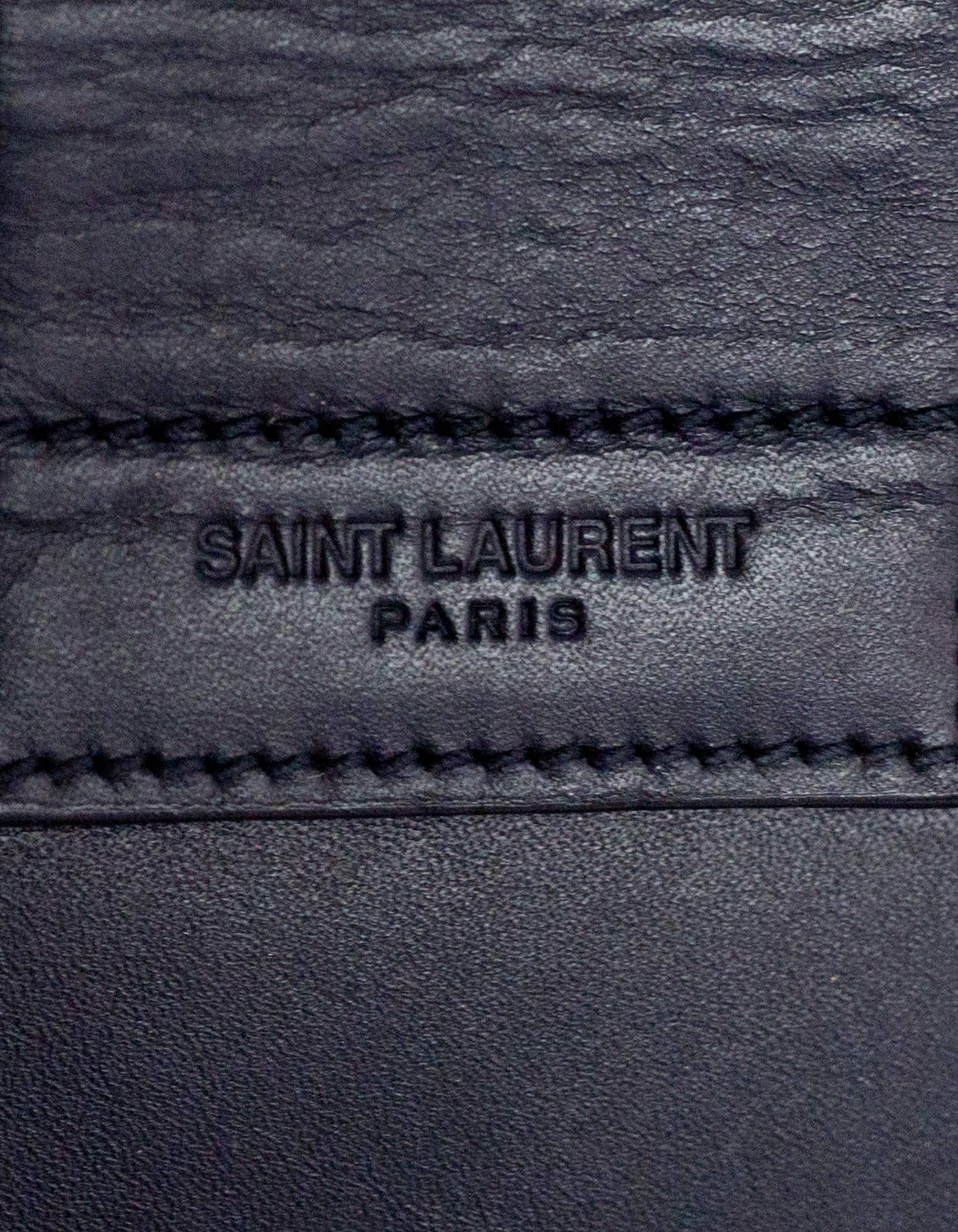 Saint Laurent Navy Smooth Leather Monogram Cassandre Shopper Tote Bag 1