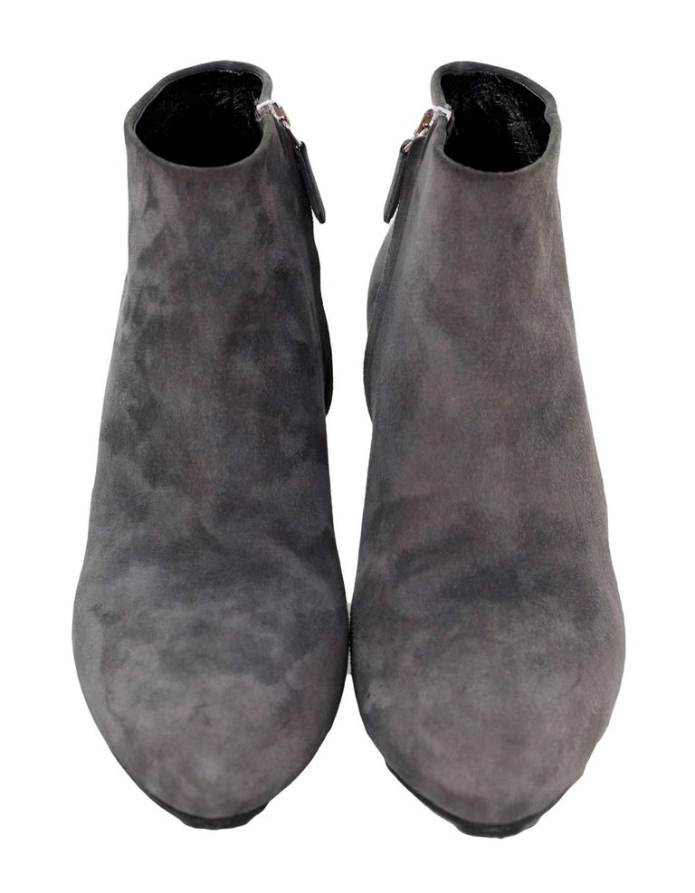 Prada Grey Suede Ankle Boots Sz 39 For Sale at 1stDibs