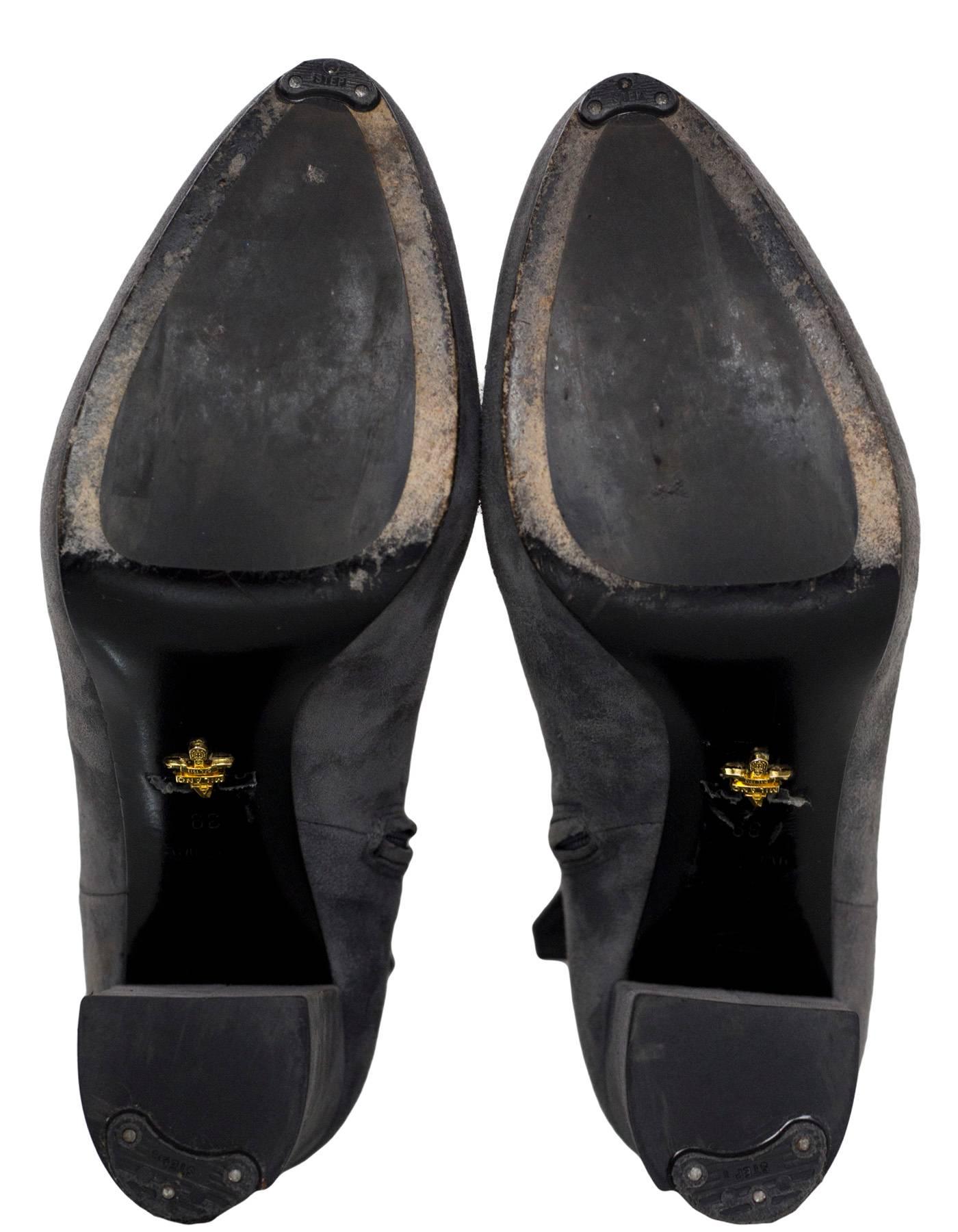 Women's Prada Grey Suede Ankle Boots Sz 39