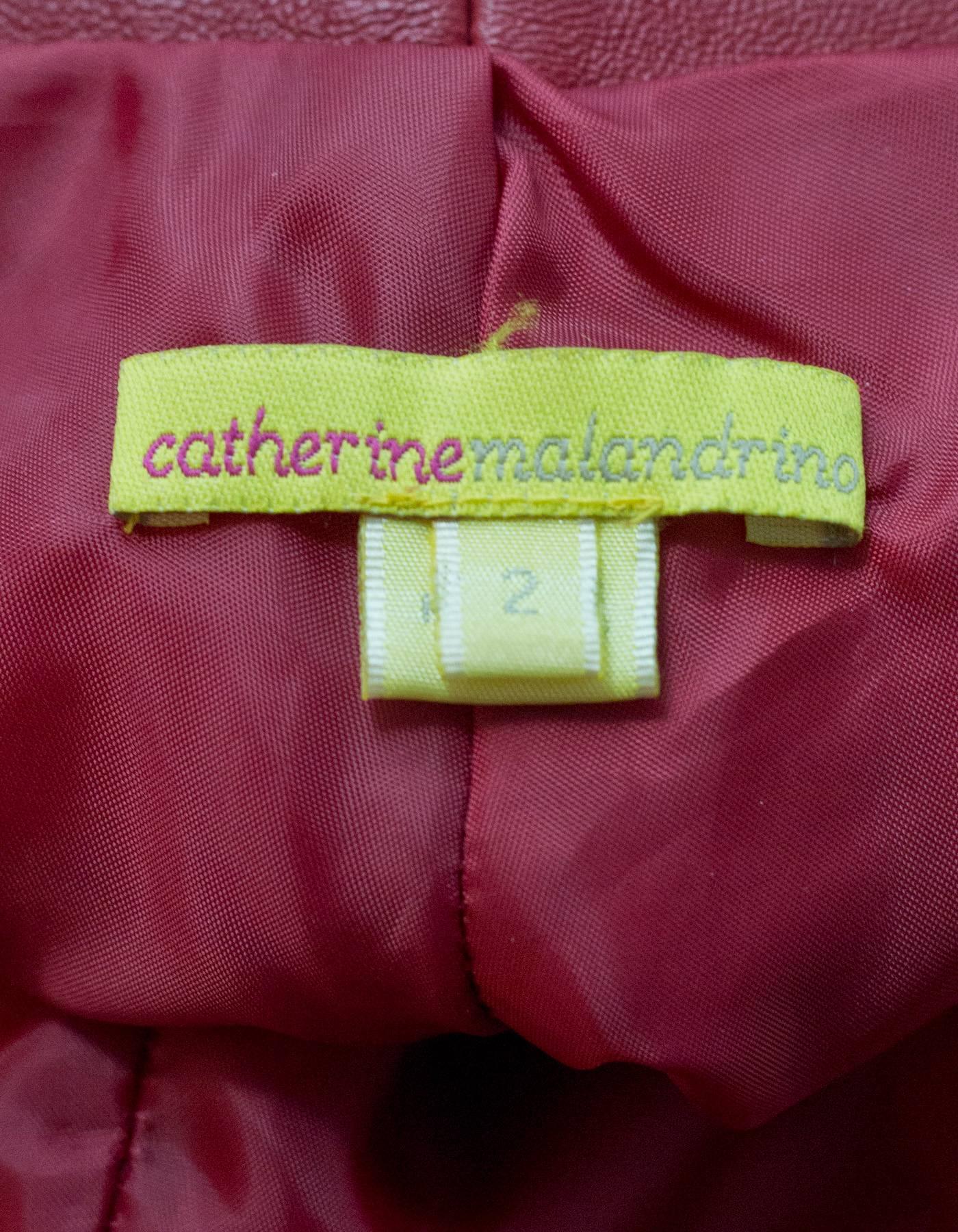 Catherine Malandrino Red Leather Lace Up Pants Sz 2 In Excellent Condition In New York, NY