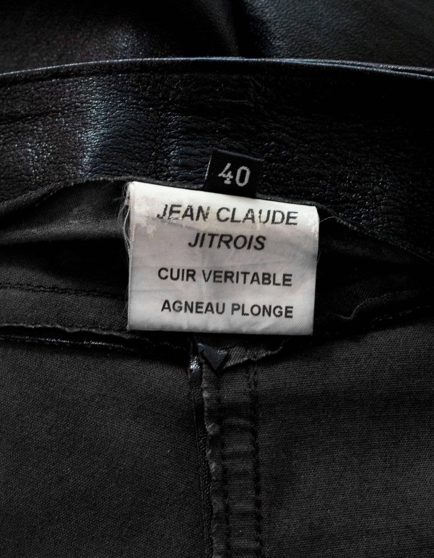 Jean Claude Jitrois Black Leather & Fur Pants Sz FR40 2
