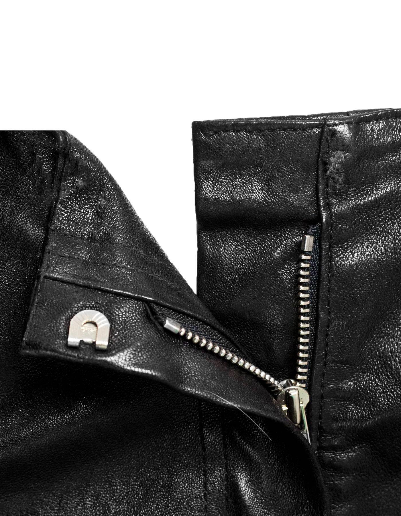 Jean Claude Jitrois Black Leather & Fur Pants Sz FR40 1