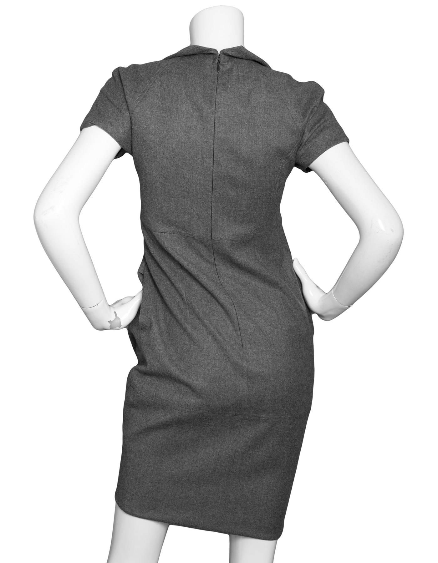 Gray Fendi Grey Wool Pleated Dress Sz IT36
