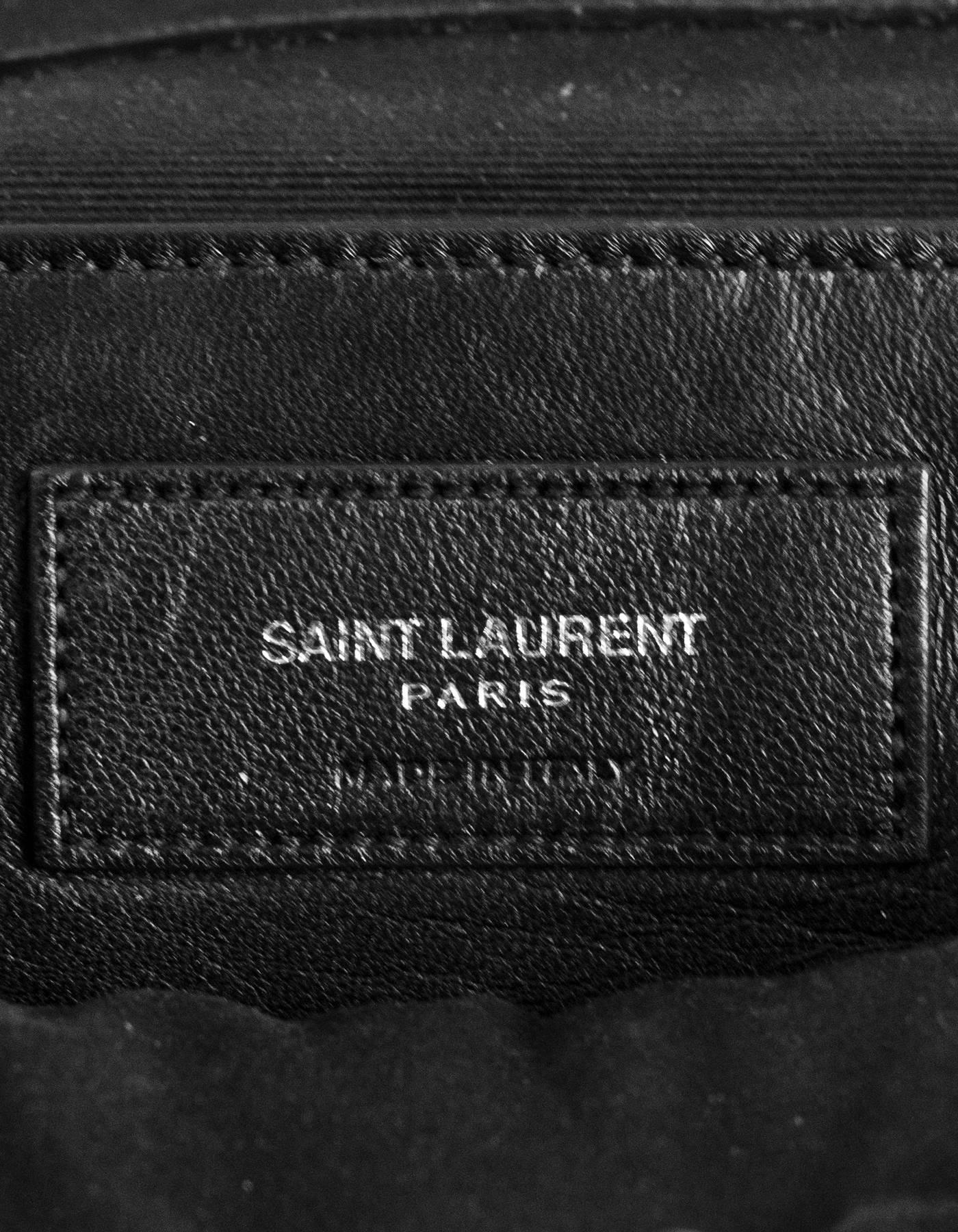 Saint Laurent Black Suede Macrame Monogram Slouchy Chain Medium Shoulder Bag 2