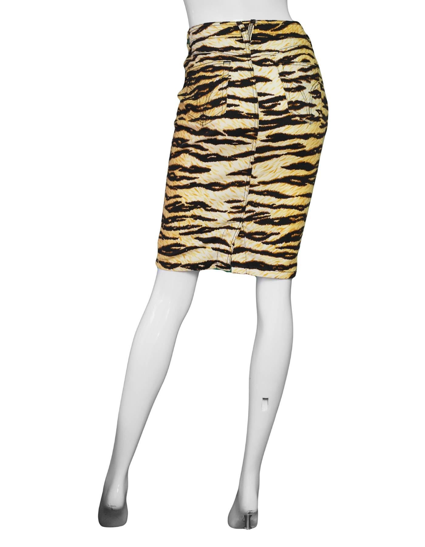 Beige D&G Tiger Print Pencil Skirt Sz 26