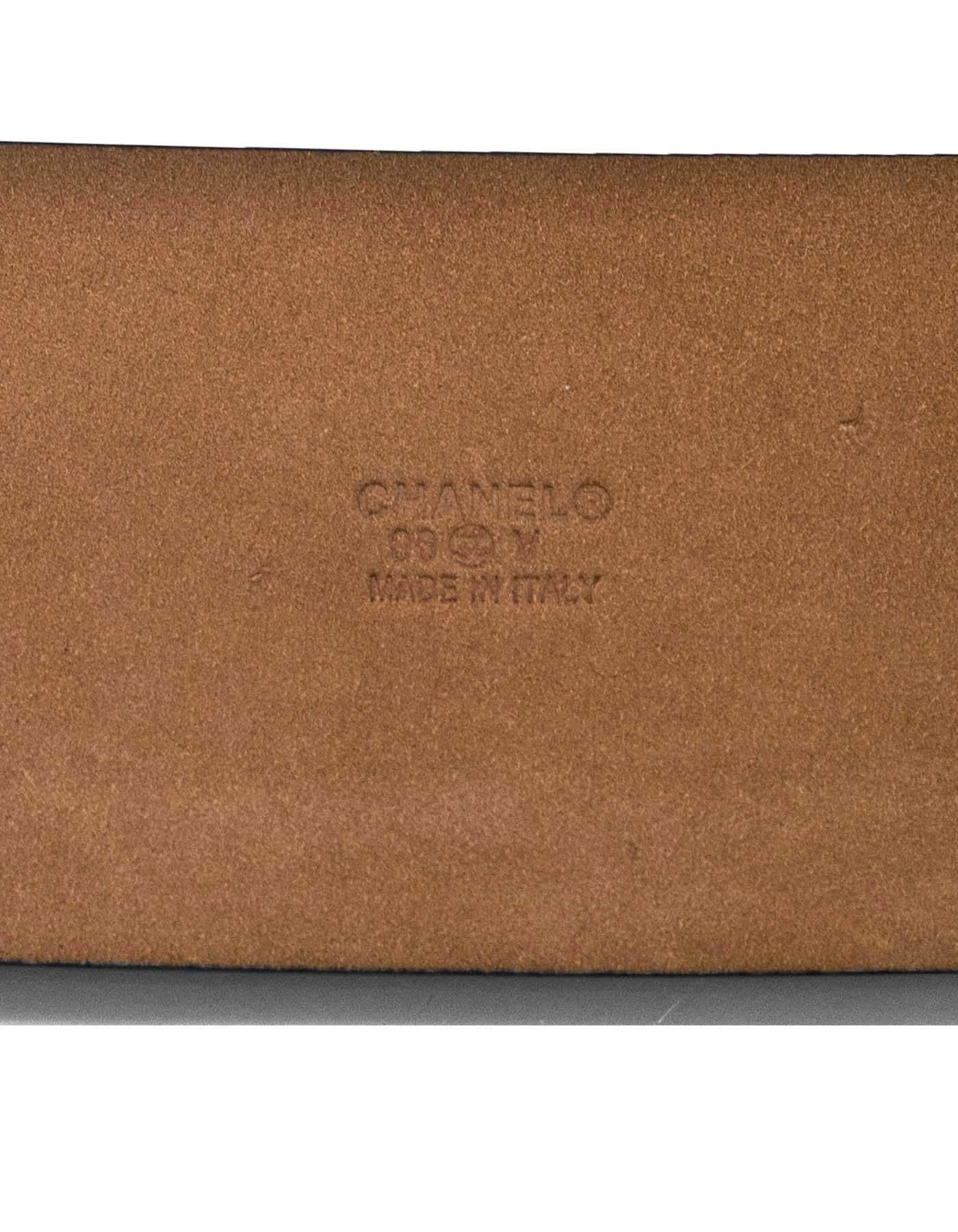 Chanel Black Leather CC Logo Belt Sz 80 3