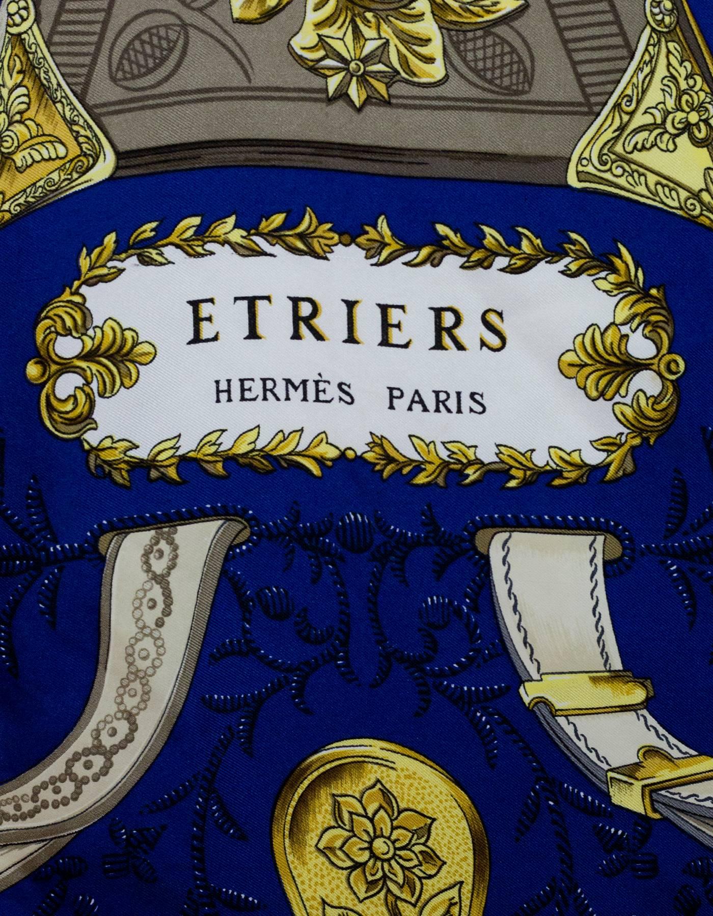 Hermes Blue & Gold Etriers 90cm/36