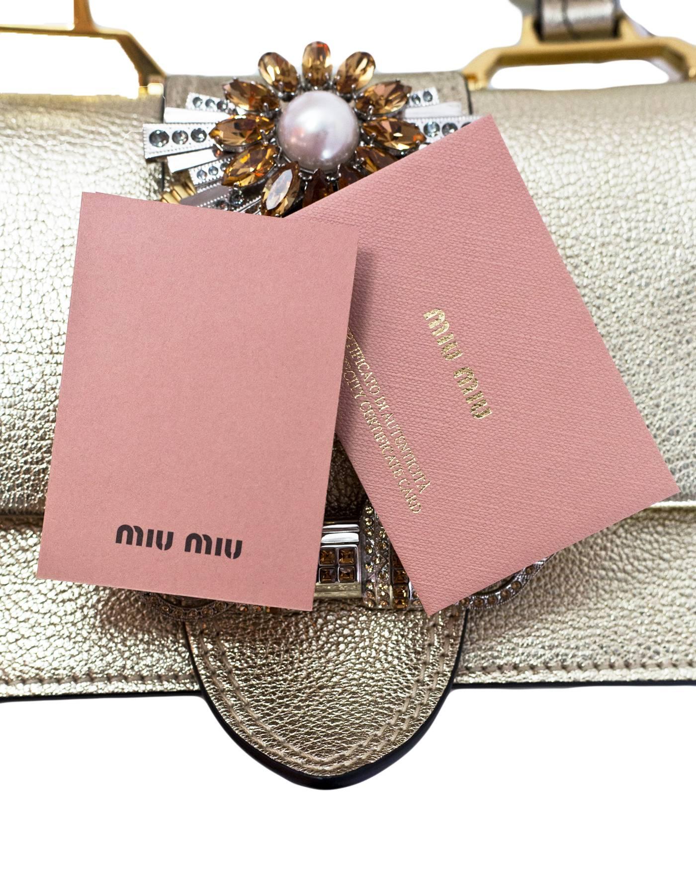 Miu Miu Runway Gold Metallic Lady Jeweled Madras Bag, Fall 2016  4