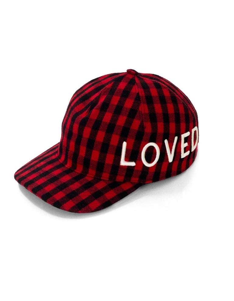Gucci Black and Red Gingham Flannel Loved Baseball Cap sz M/58 For Sale at  1stDibs