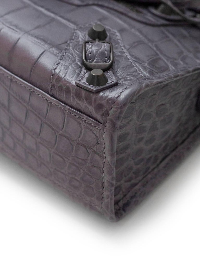 Balenciaga 2017 Grey Embossed Croc Classic Arena Mini City ...