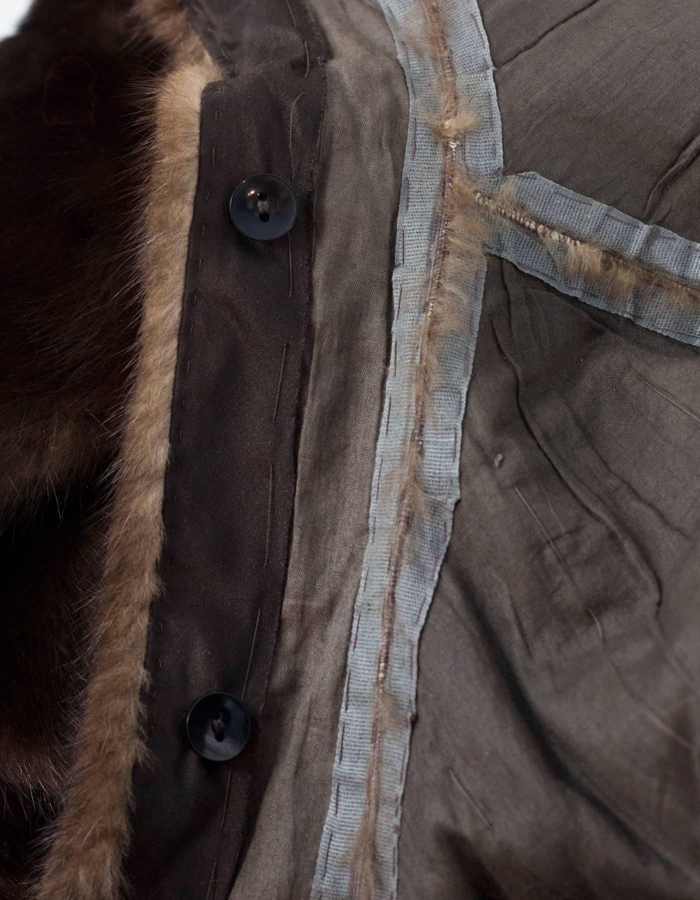 Women's or Men's Vintage Brown Fur Open Front Vest/Lining sz L