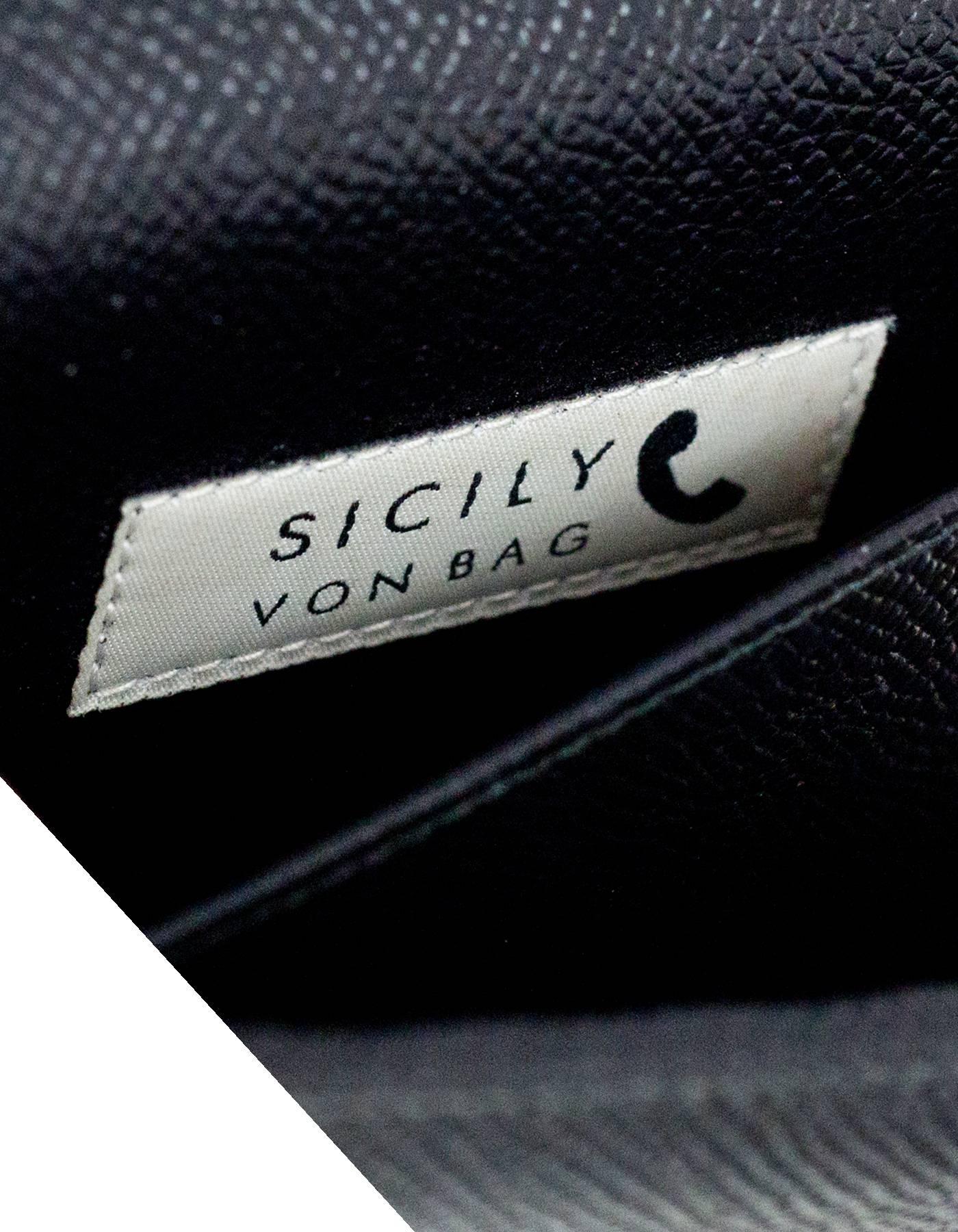 Women's or Men's Dolce & Gabbana Black Dauphine Leather Sicily Mini Von Phone/Crossbody Bag 