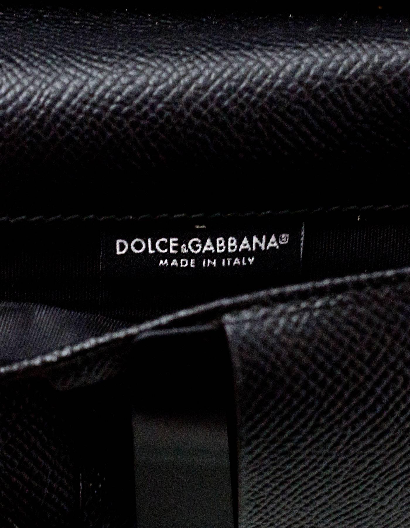 Dolce & Gabbana Black Dauphine Leather Sicily Mini Von Phone/Crossbody Bag  1