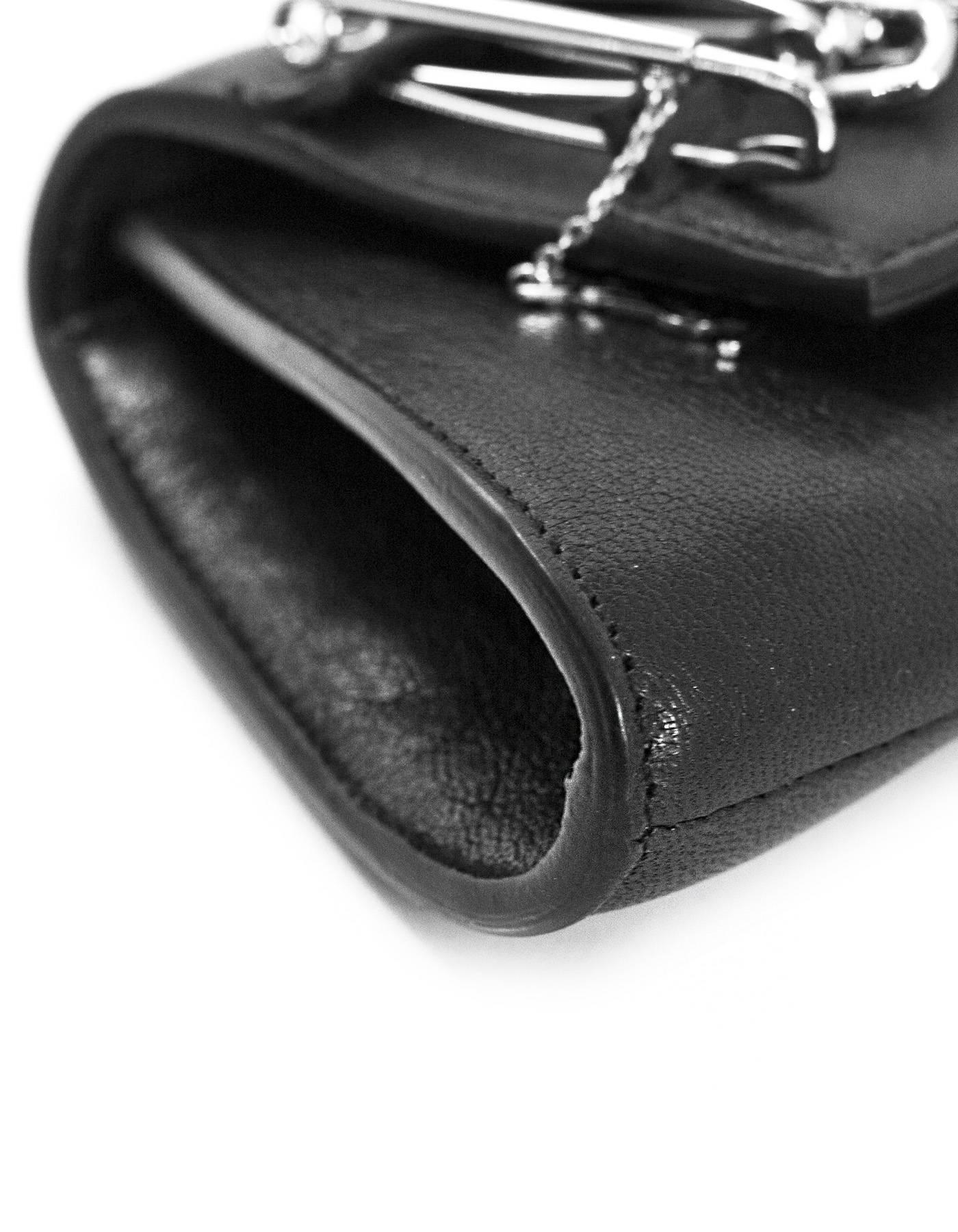 Saint Laurent Punk Safety Pin Black Leather Clutch Bag rt. $1, 450 In Excellent Condition In New York, NY