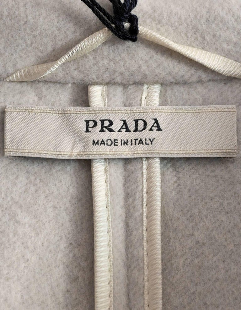 Prada Off-White Cashmere and Fur Coat sz IT40 For Sale at 1stDibs