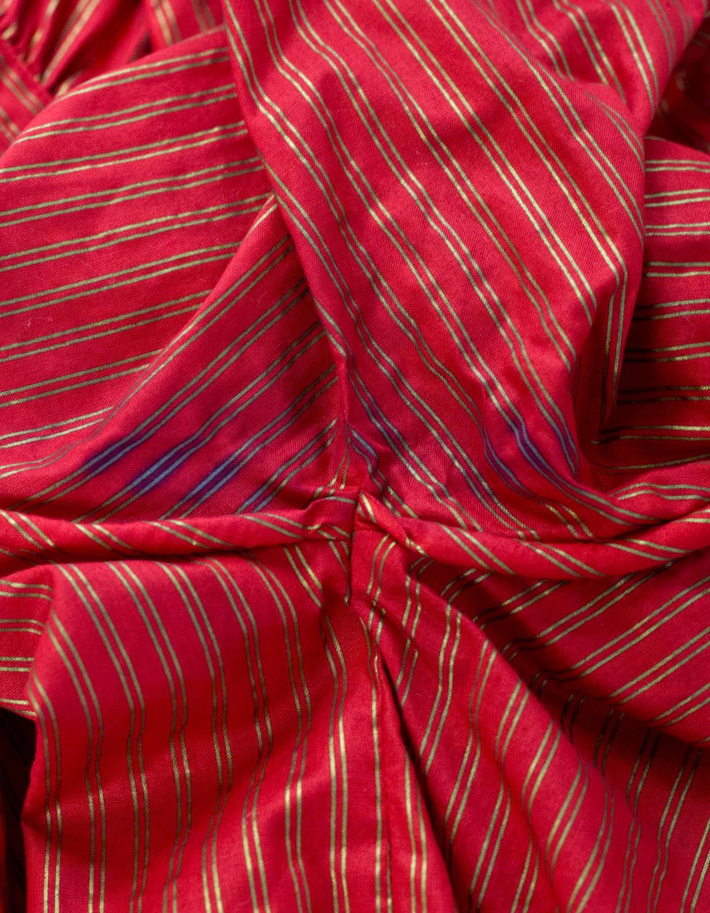 Women's Giorgio Armani Vintage Red & Gold Stripe Wrap Blouse sz IT38