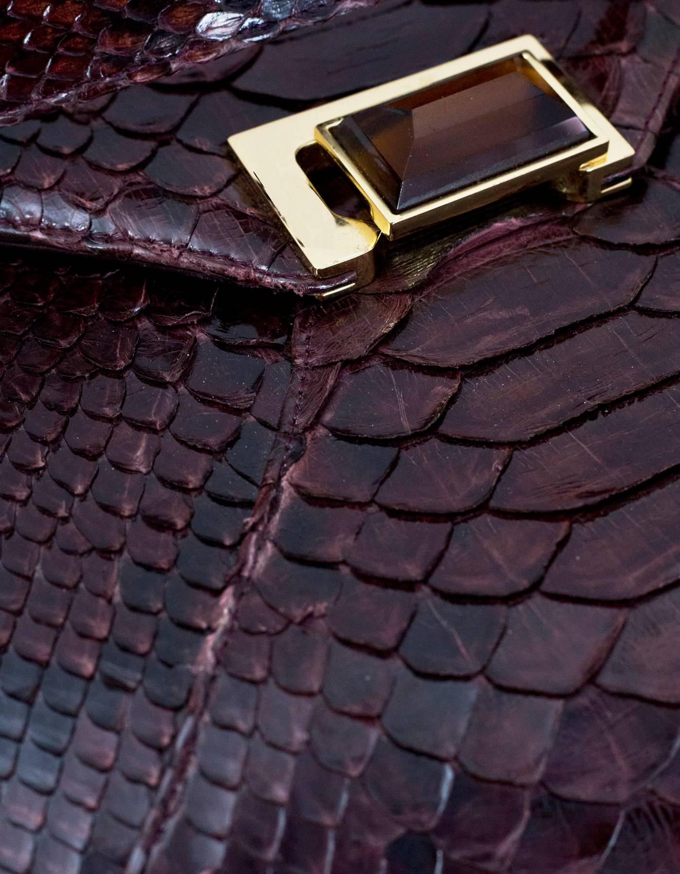 Black Kara Ross Burgundy Python Snakeskin Trinity Lady Bag Sathel