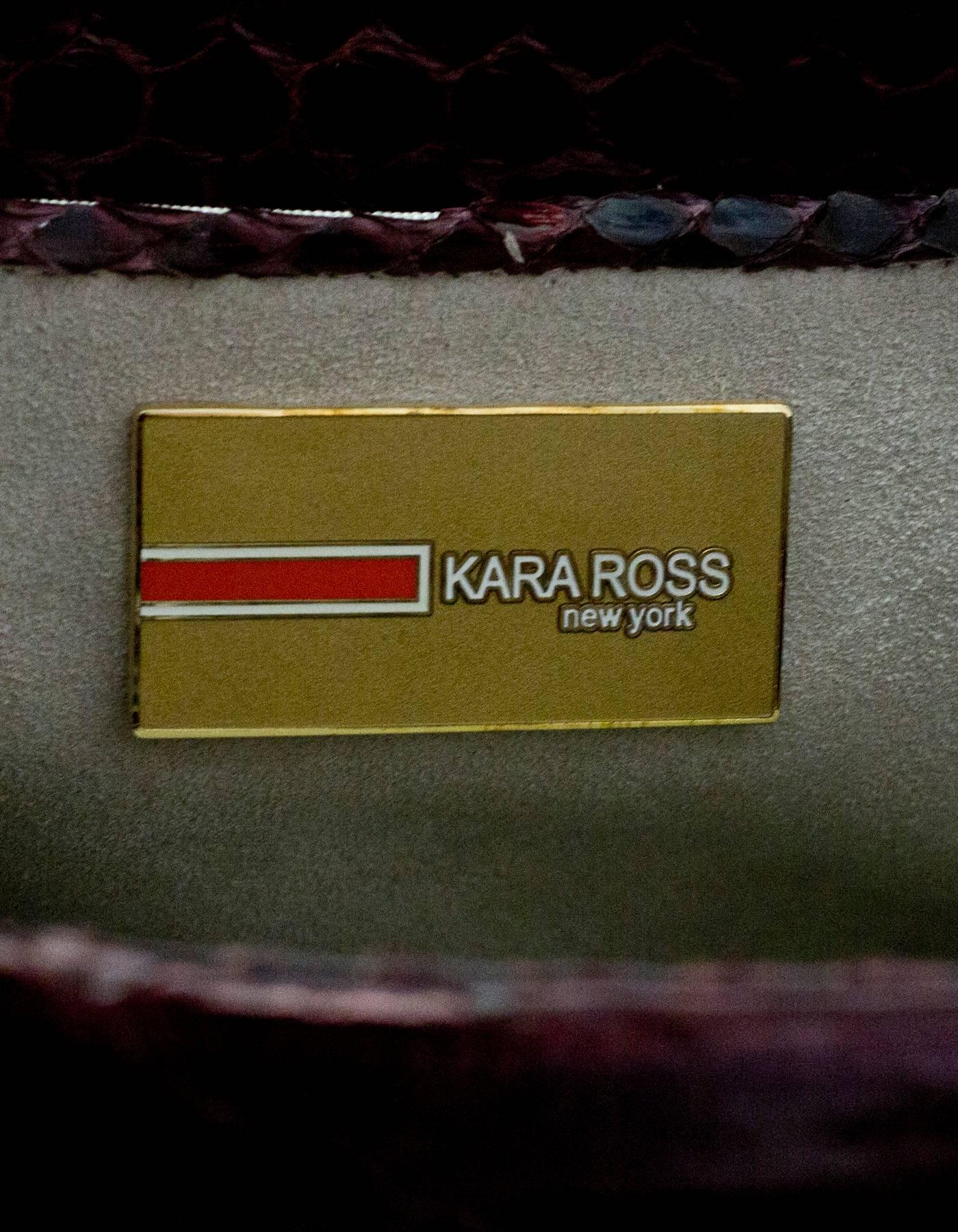 Kara Ross Burgundy Python Snakeskin Trinity Lady Bag Sathel In Excellent Condition In New York, NY