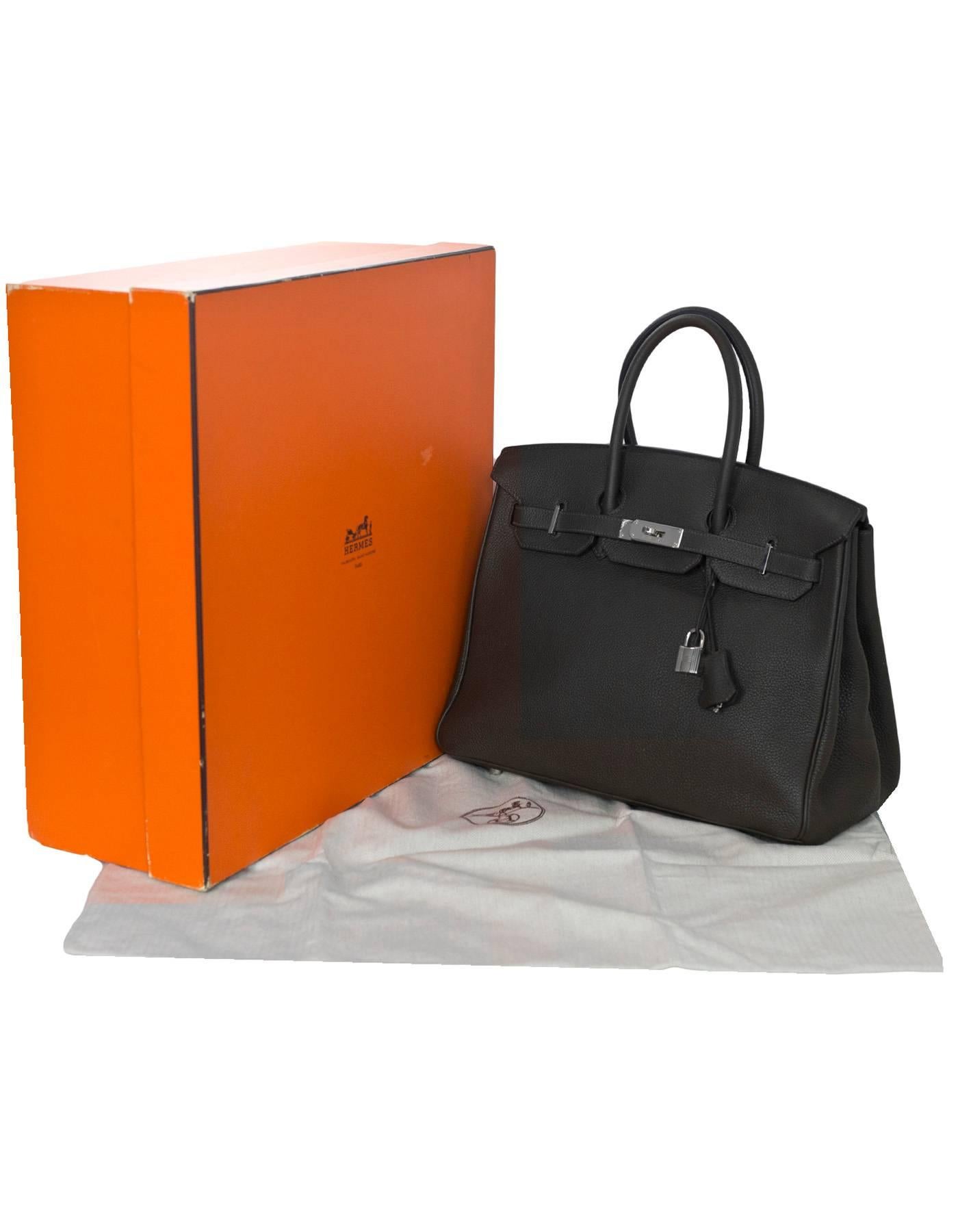 Hermes Vert Bronze Clemence Leather 35cm Birkin Bag with Box & Dust Bag 4