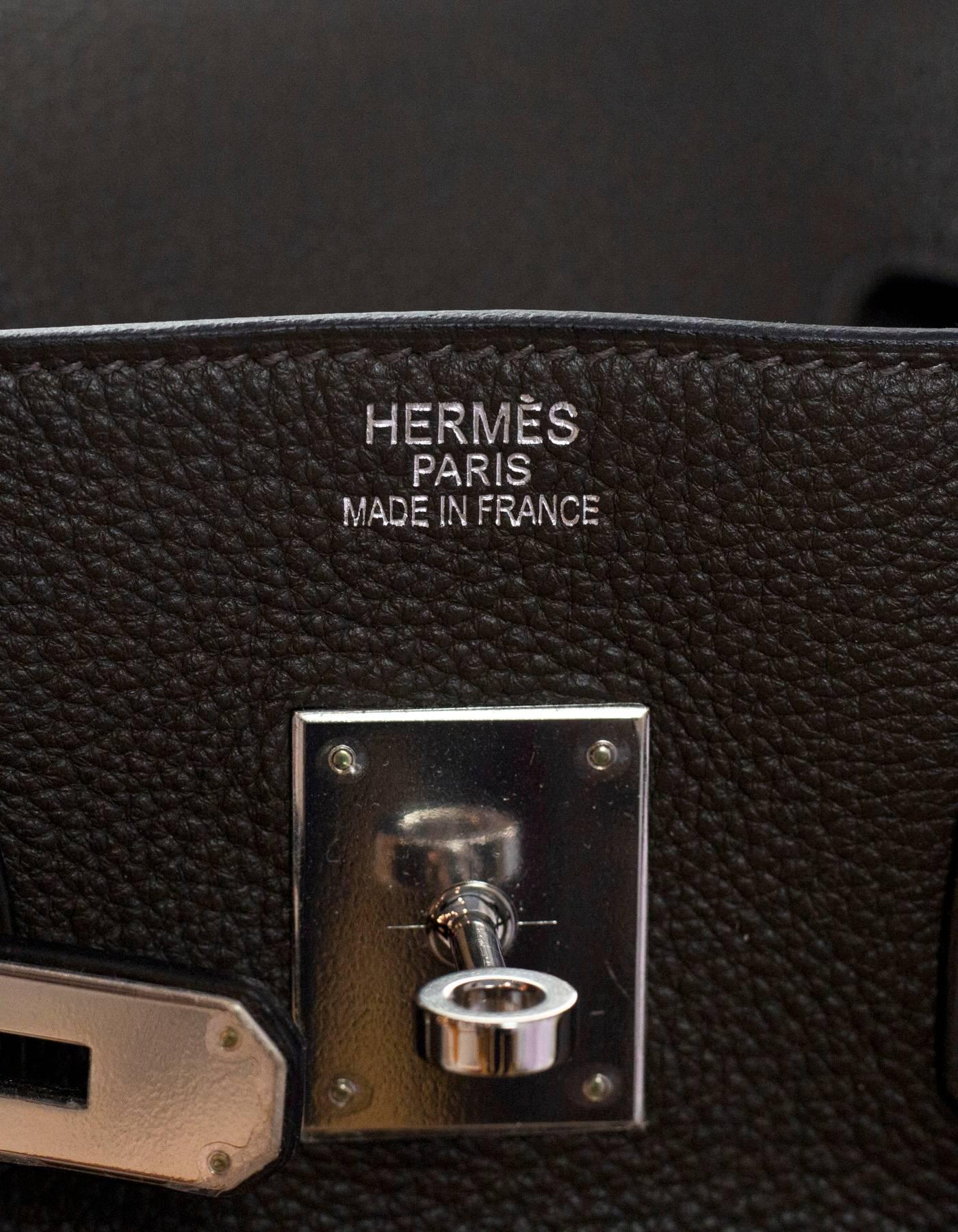 Hermes Vert Bronze Clemence Leather 35cm Birkin Bag with Box & Dust Bag 2