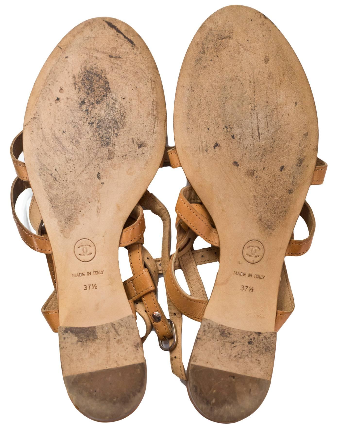 chanel sandals tan