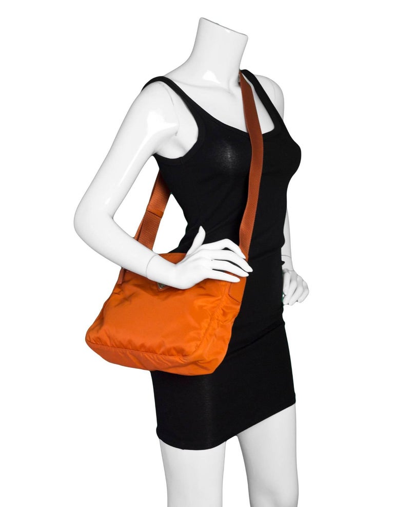 Prada Orange Tessuto Nylon Messenger Crossbody Bag For Sale at 1stDibs