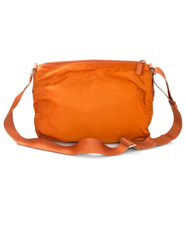 Prada Orange Tessuto Nylon Messenger Crossbody Bag For Sale at 1stDibs