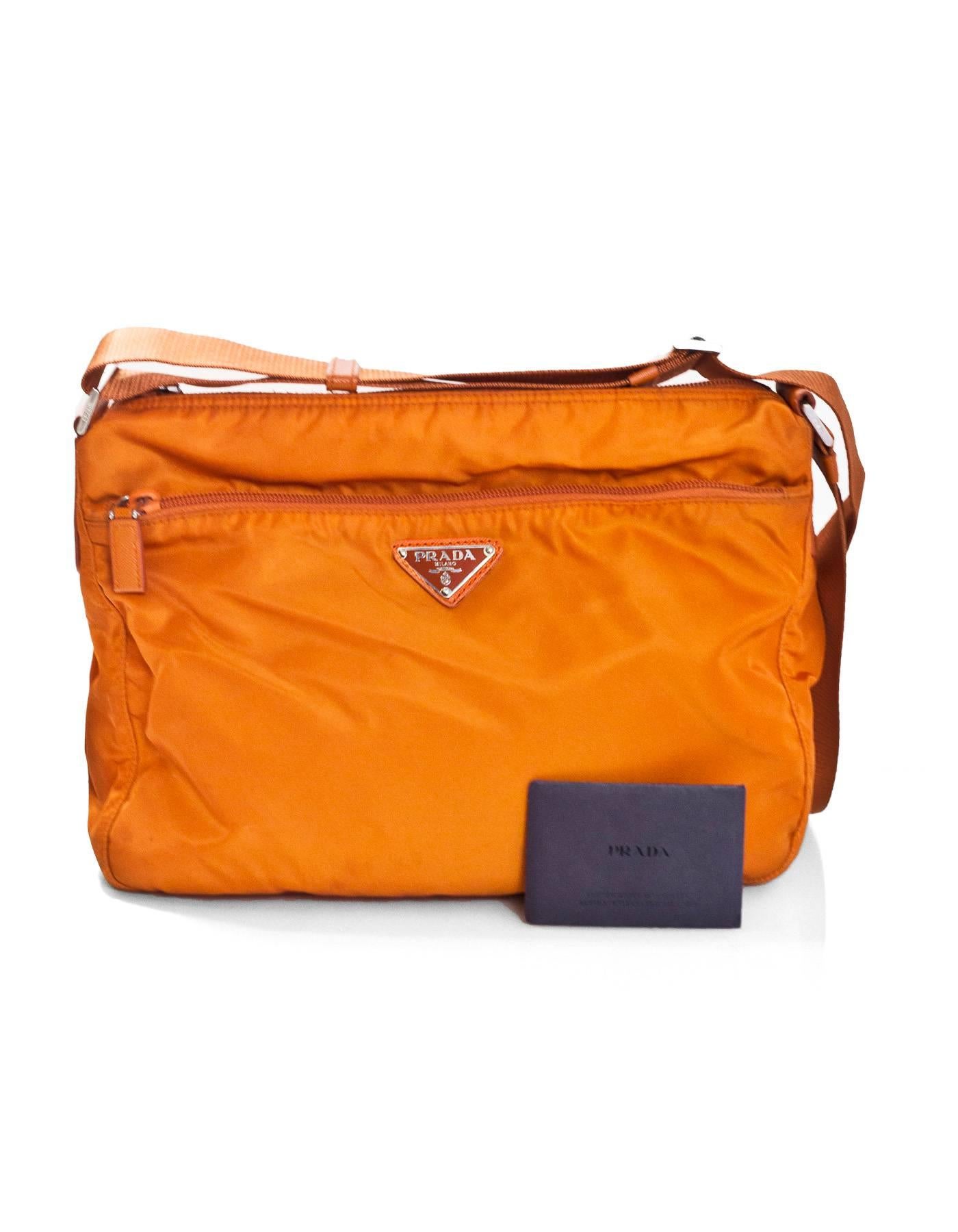 Prada Orange Tessuto Nylon Messenger Crossbody Bag 3
