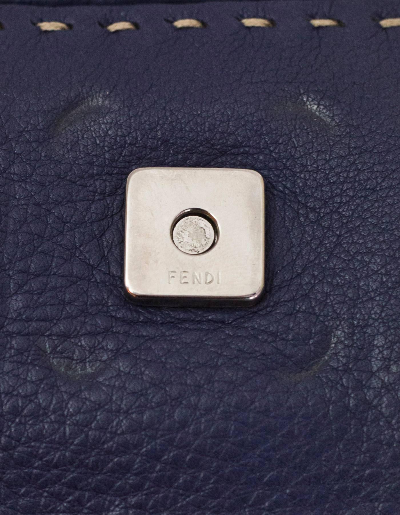Fendi Navy Leather Selleria Pochette Bag 4