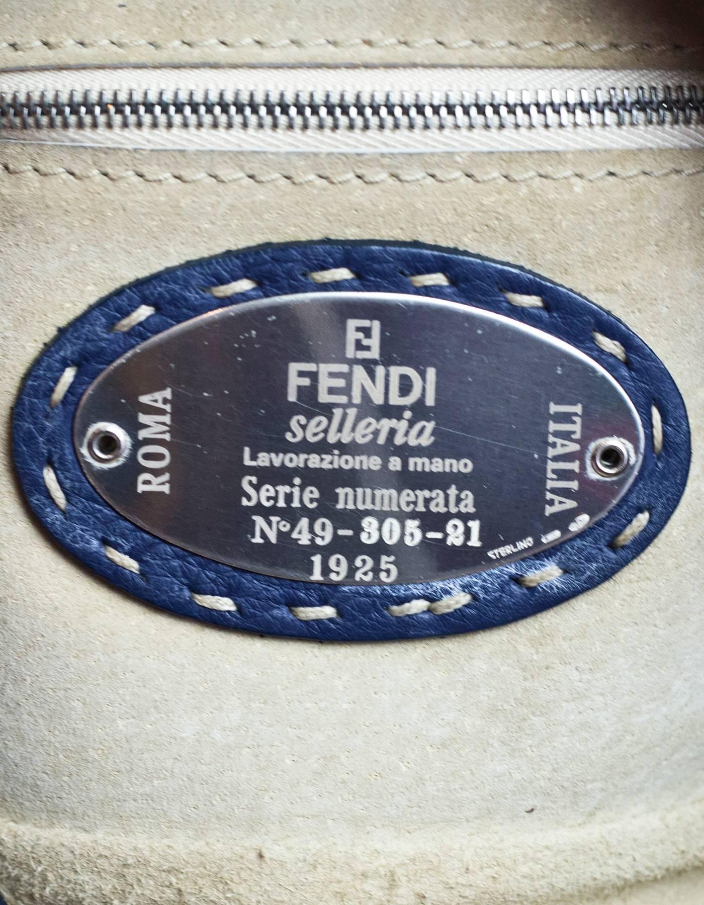 Fendi Navy Leather Selleria Pochette Bag 2