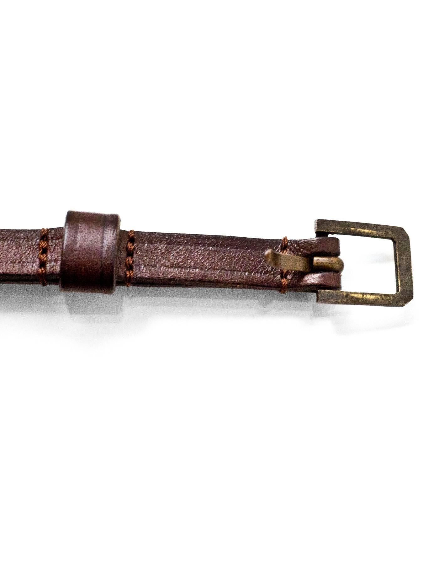 Lanvin Brown Leather Skinny Belt In Excellent Condition In New York, NY