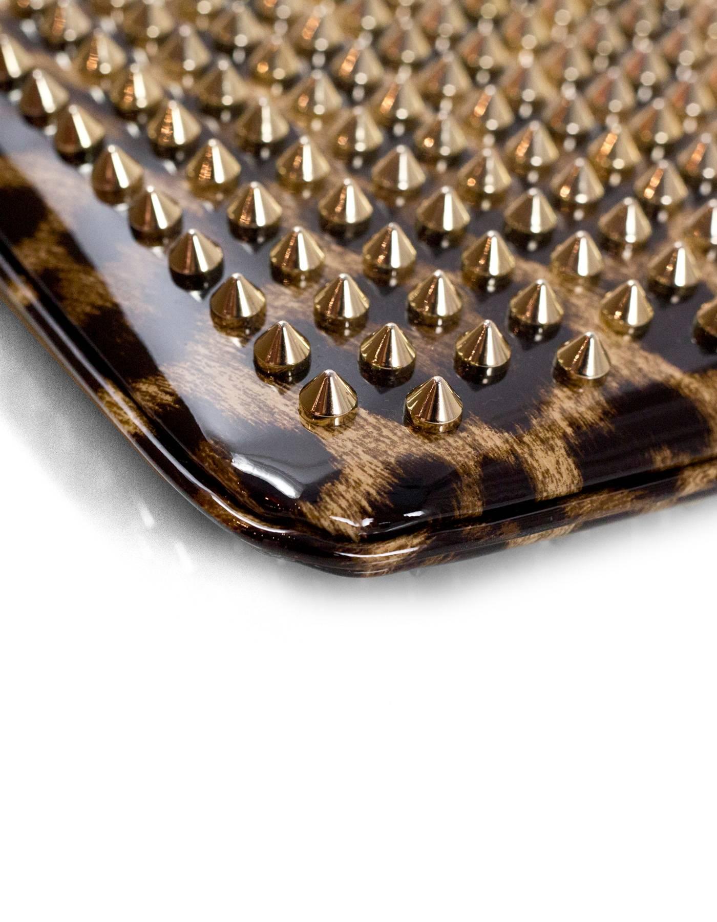 Christian Louboutin Posh Spikes Patent Leopard Clutch/Crossbody Bag 1