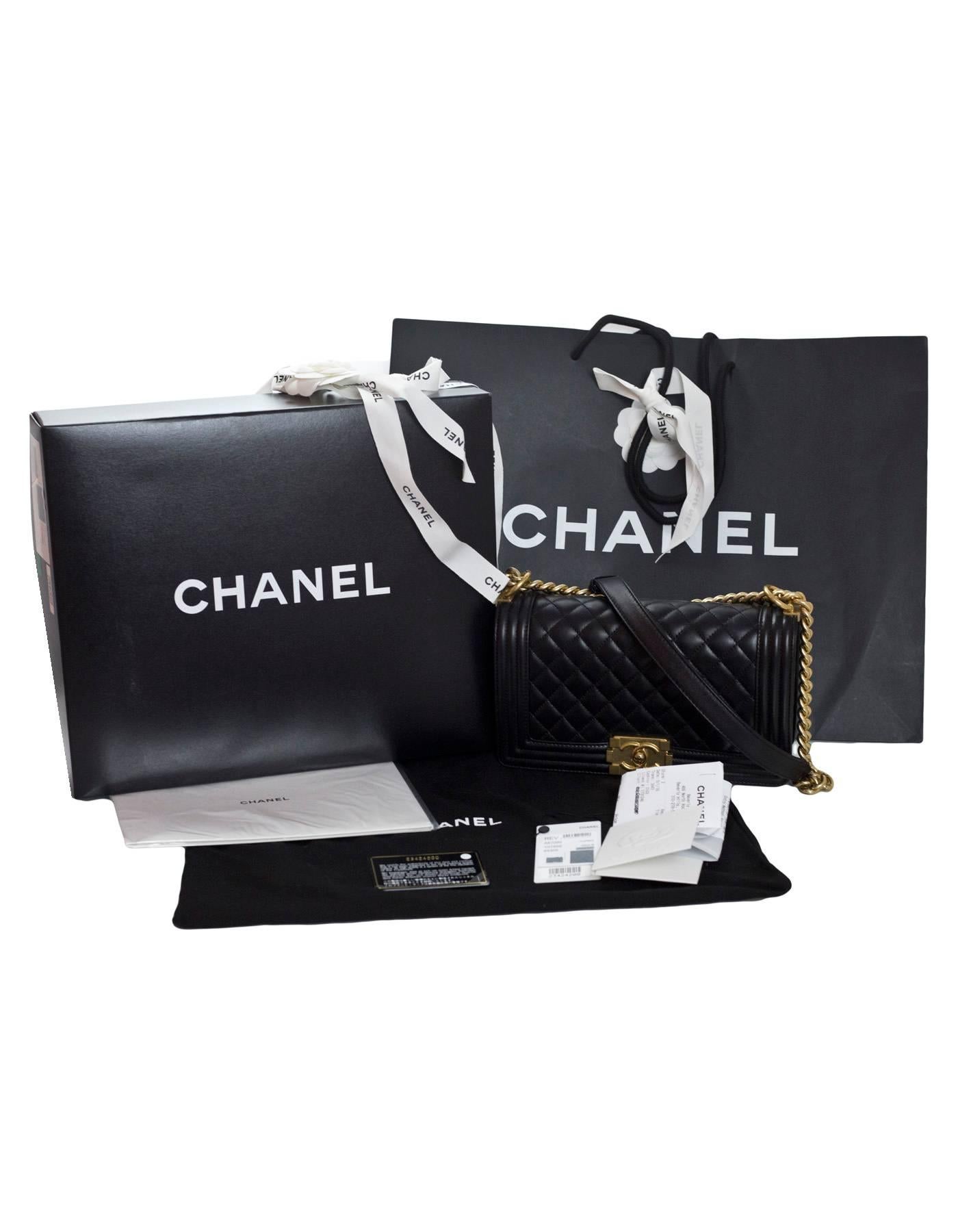 Chanel Black Quilted Lambskin Old Medium Boy Bag with Box 2