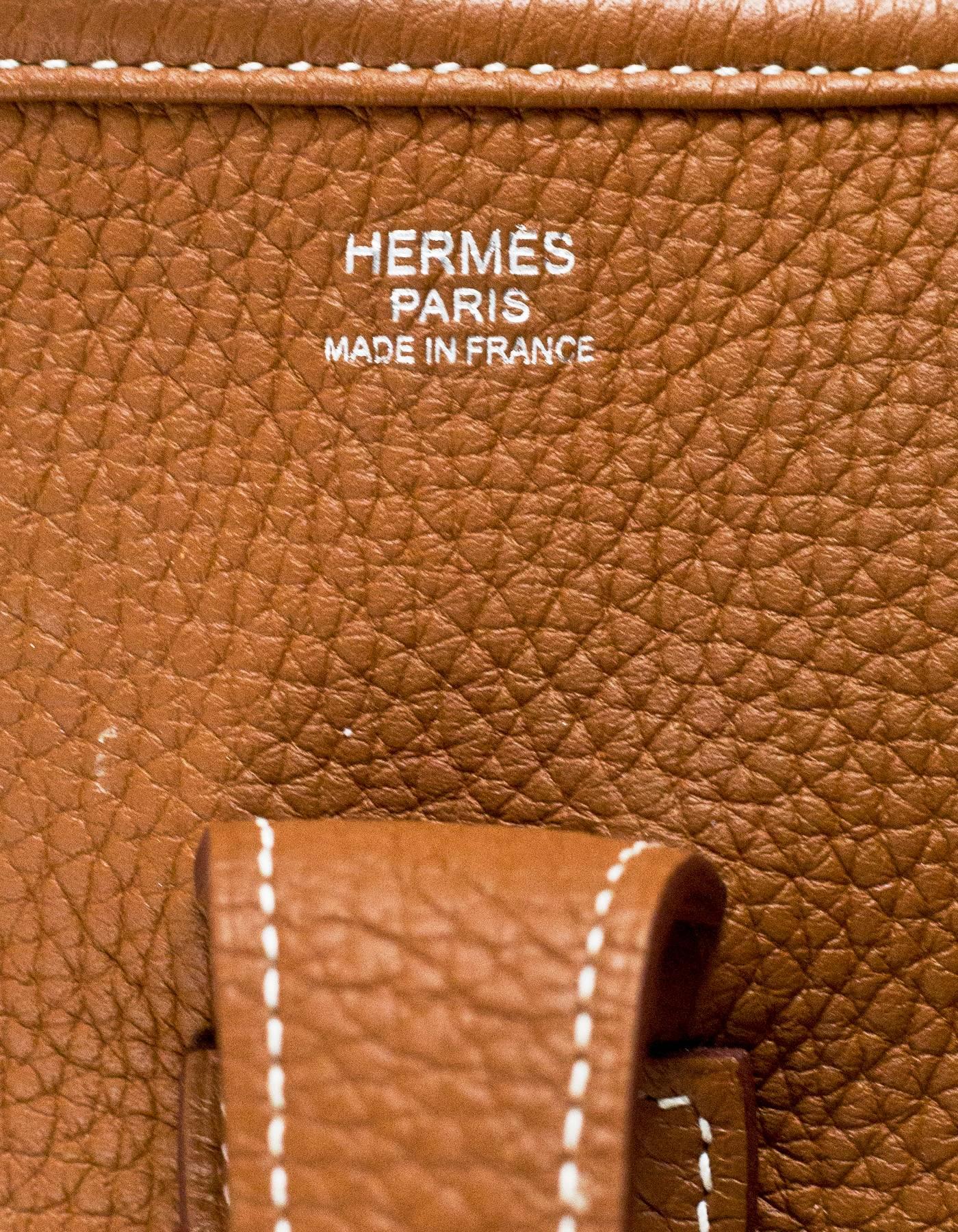 Hermes '11 Tan Gold Clemence Leather Evelyne III GM Bag with Box & DB 2