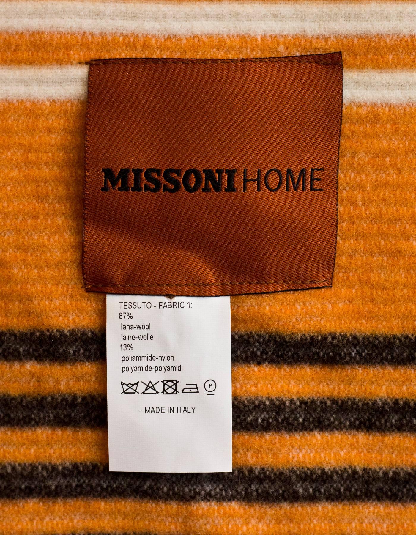 Missoni Home Multi-Colored Ruggero Throw Blanket

Made In: Italy
Color: Multi
Composition: 87% Wool, 13% Nylon
Retail Price: $460 + tax
Overall Condition: Excellent pre-owned condition
Included: Missoni Home box

Measurements:
Length: 72