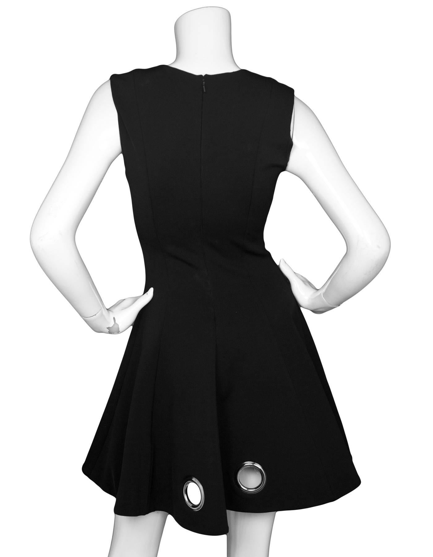 Cushnie et Ochs Black Flare Dress with Grommets Sz 2 In Excellent Condition In New York, NY