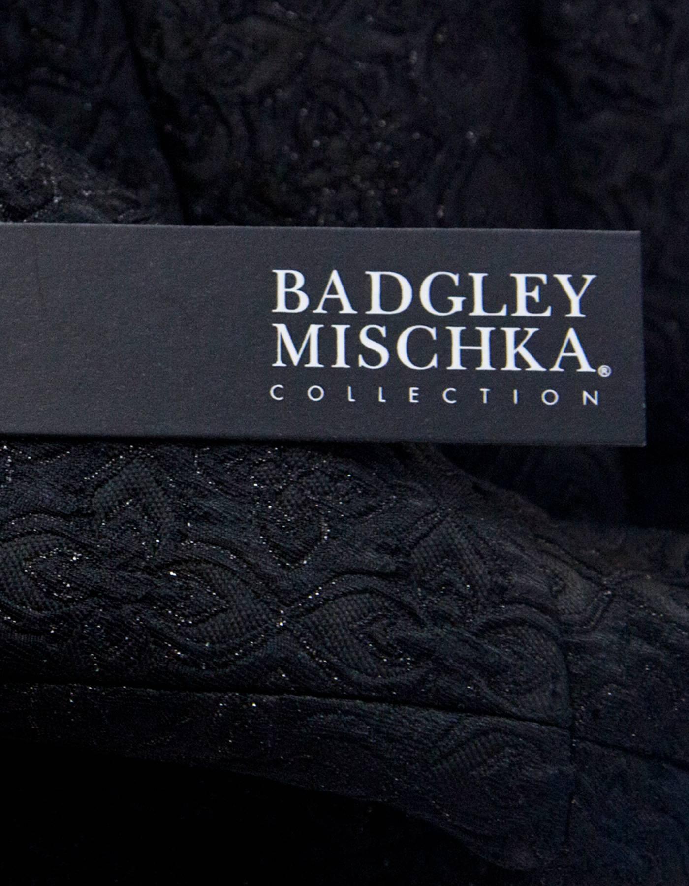 Badgley Mischka Black Brocade Dress with Crystal Buttons Sz 4 NWT 1