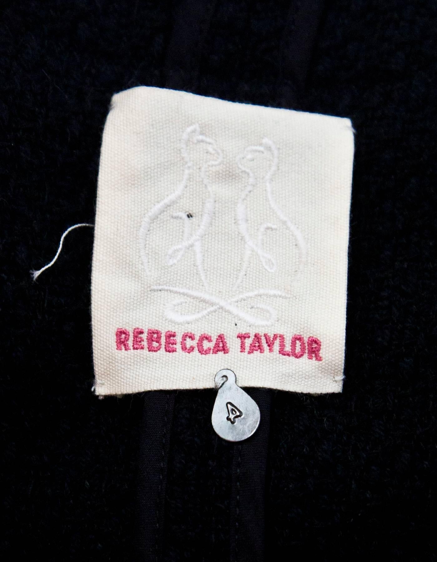 Rebecca Taylor Black Jacket with Leather Trim Sz 4 In Excellent Condition In New York, NY
