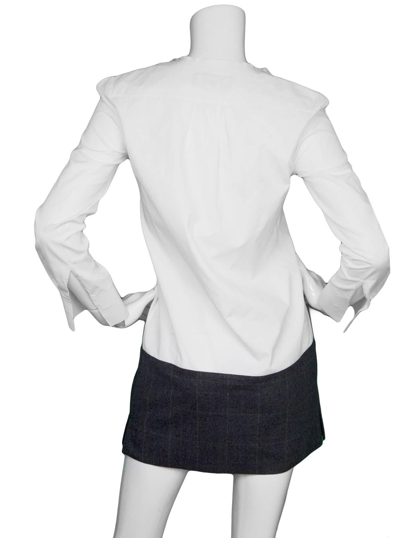 Gray D'SQUARED2 White & Grey Tux Shirt Dress Sz IT40