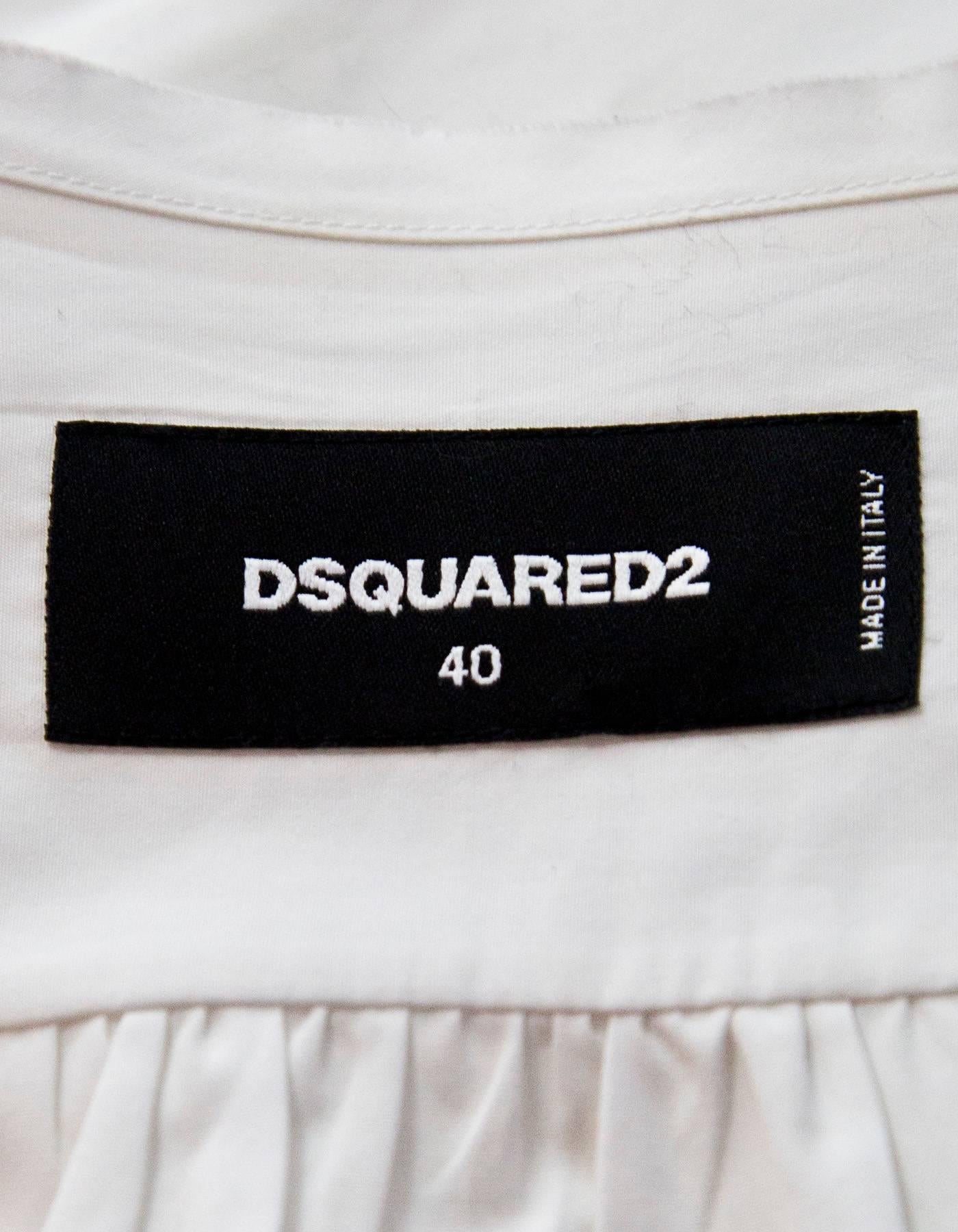 Women's D'SQUARED2 White & Grey Tux Shirt Dress Sz IT40