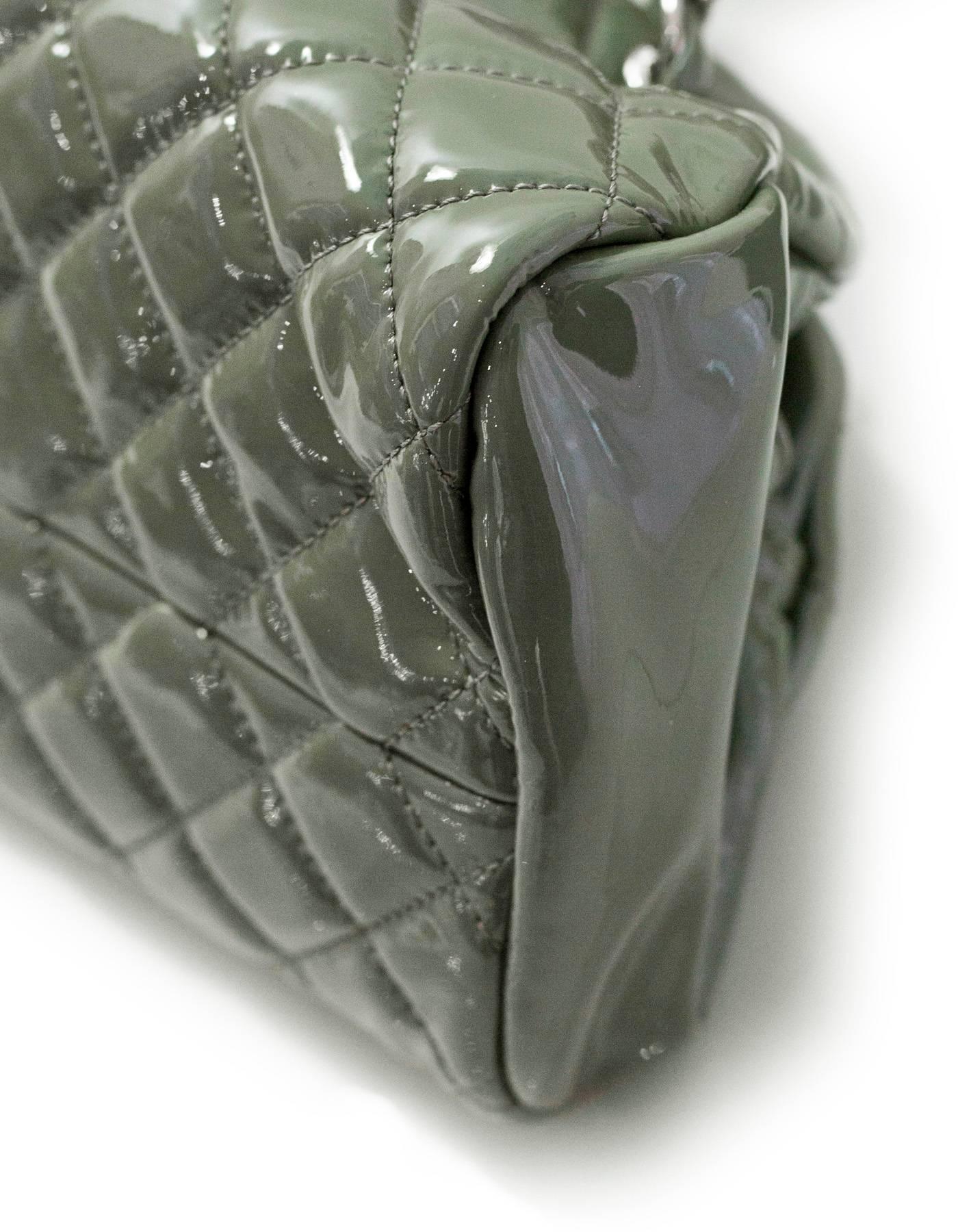 Gray Chanel Green Quilted Patent Leather Just Mademoiselle Small Bowling Bag